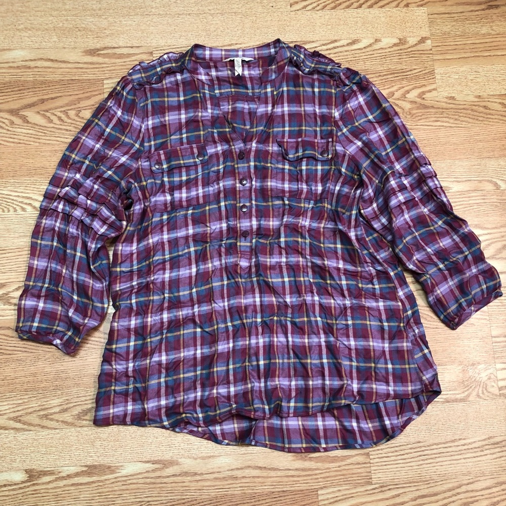 Super cute purple plaid MJ tunic